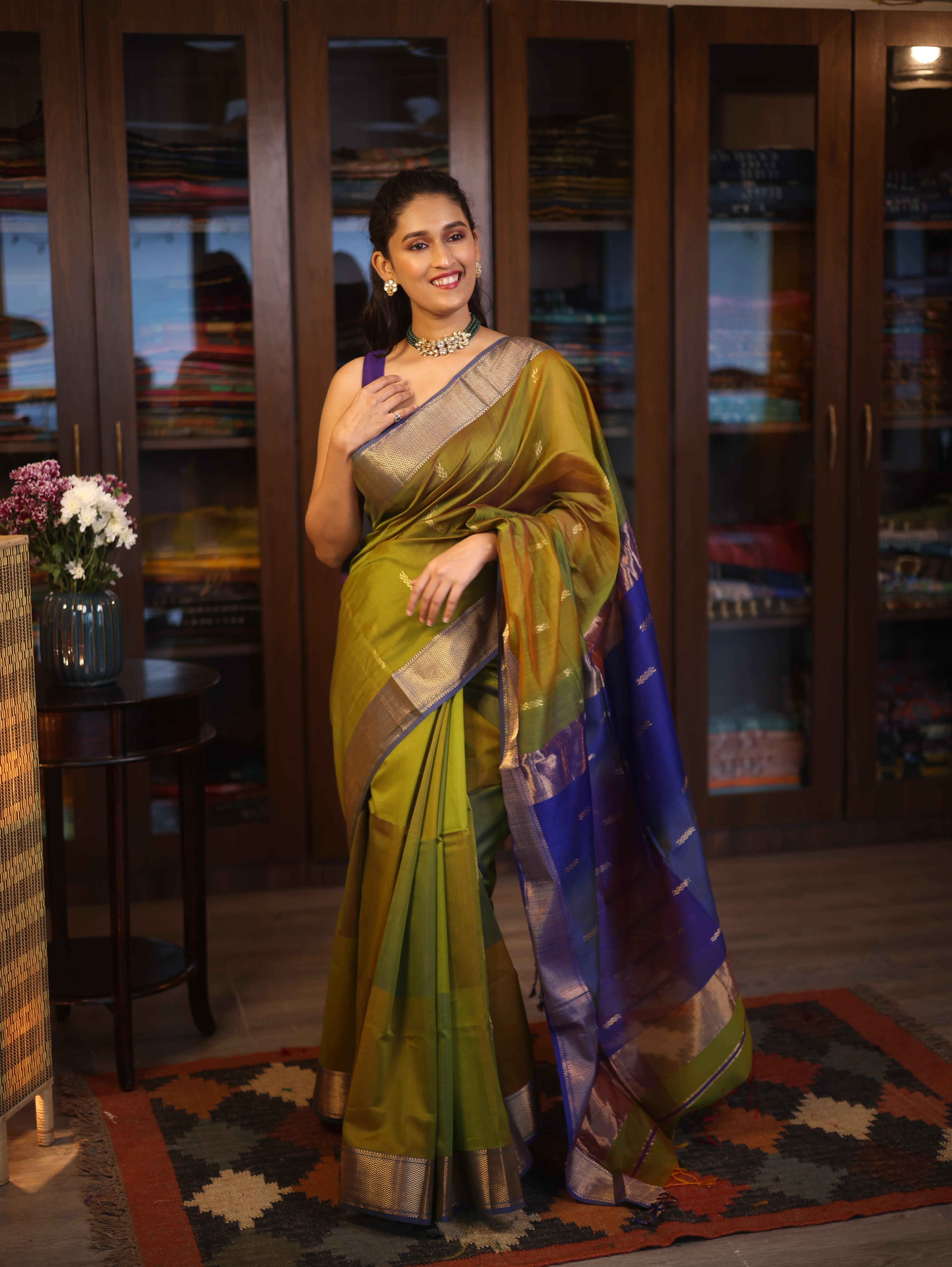 Green Maheshwari Saree - SRGMS591