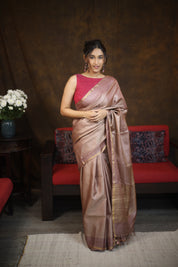 Rose Gold Tussar Silk Saree - SRRGTSS1634
