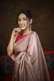 Rose Gold Tussar Silk Saree - SRRGTSS1634