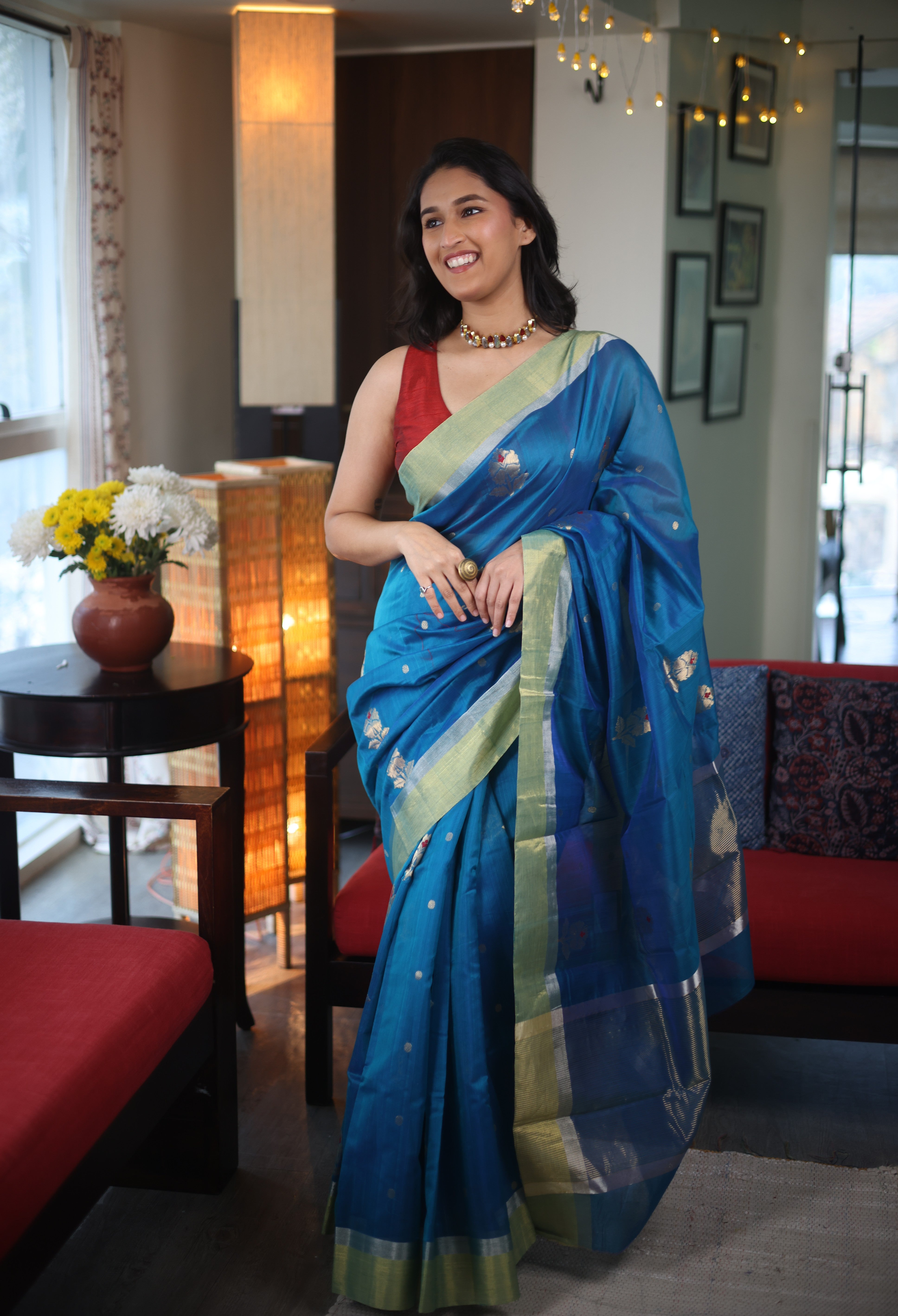 Blue Chanderi Cotton Silk Saree - SRBCSS424