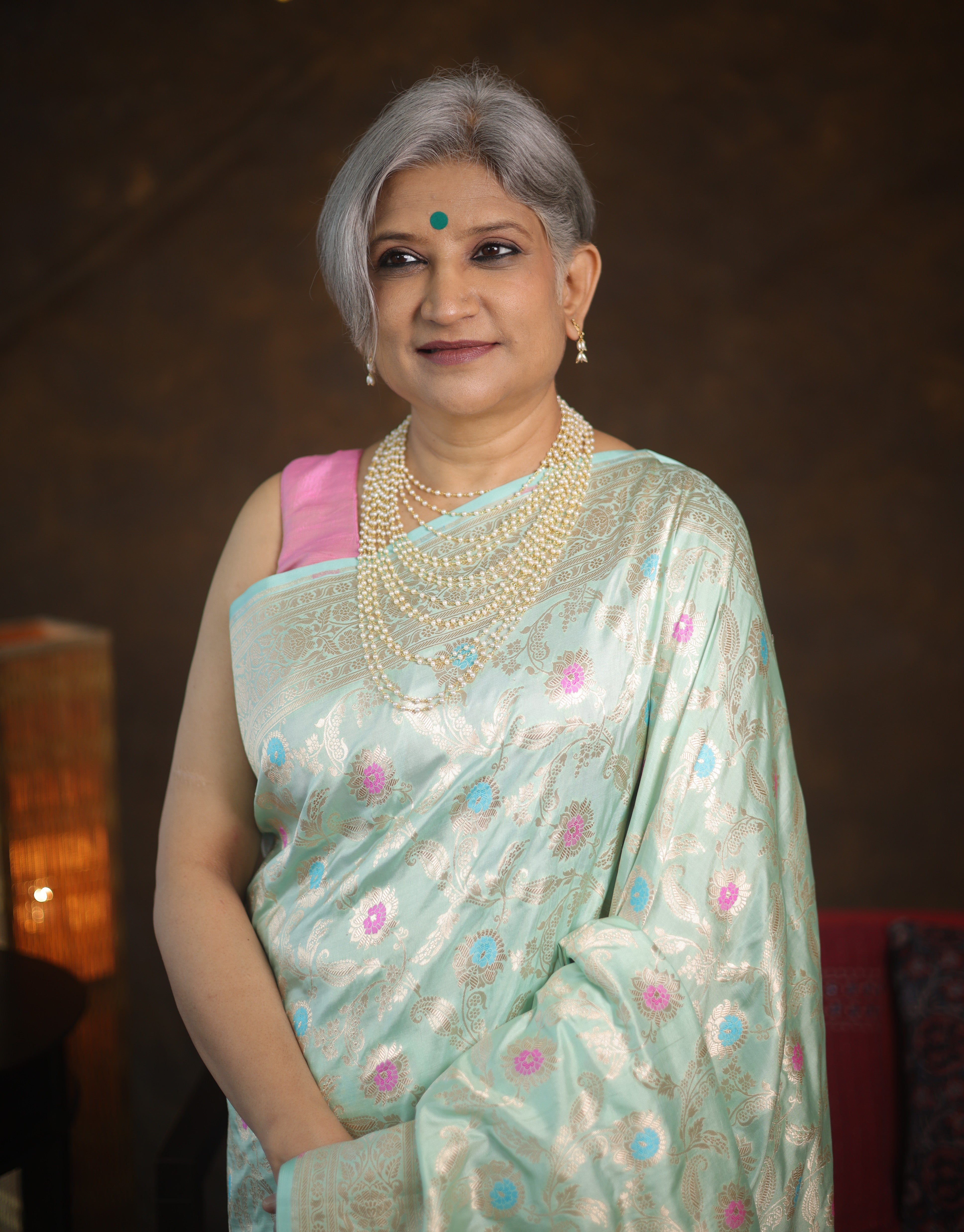 Light Aqua Banarasi Silk Saree - Saavari - SSLABSS54