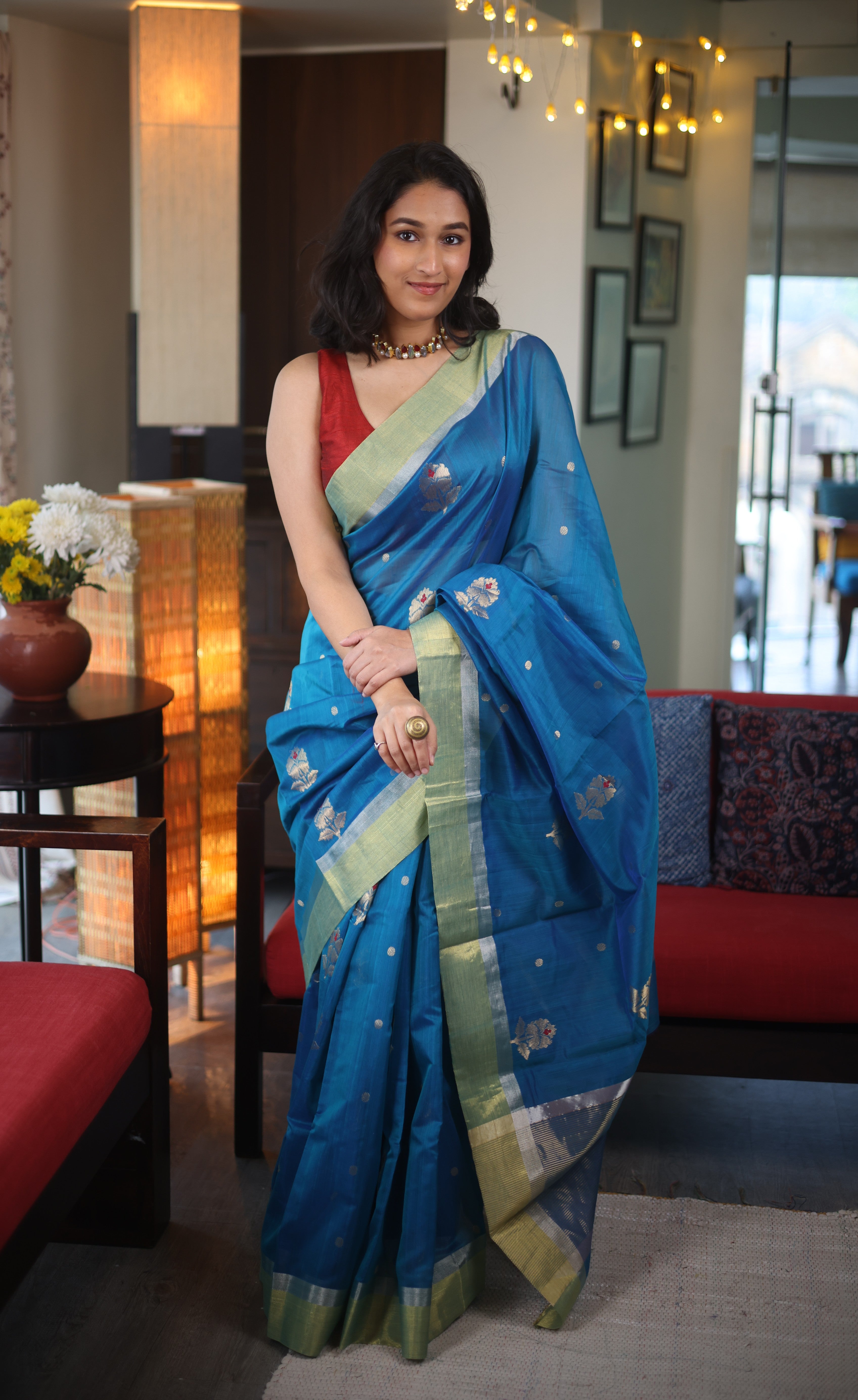 Blue Chanderi Cotton Silk Saree - SRBCSS424