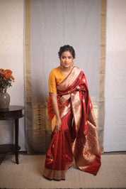 Maroon Banarasi Silk Saree - SRMBSS864