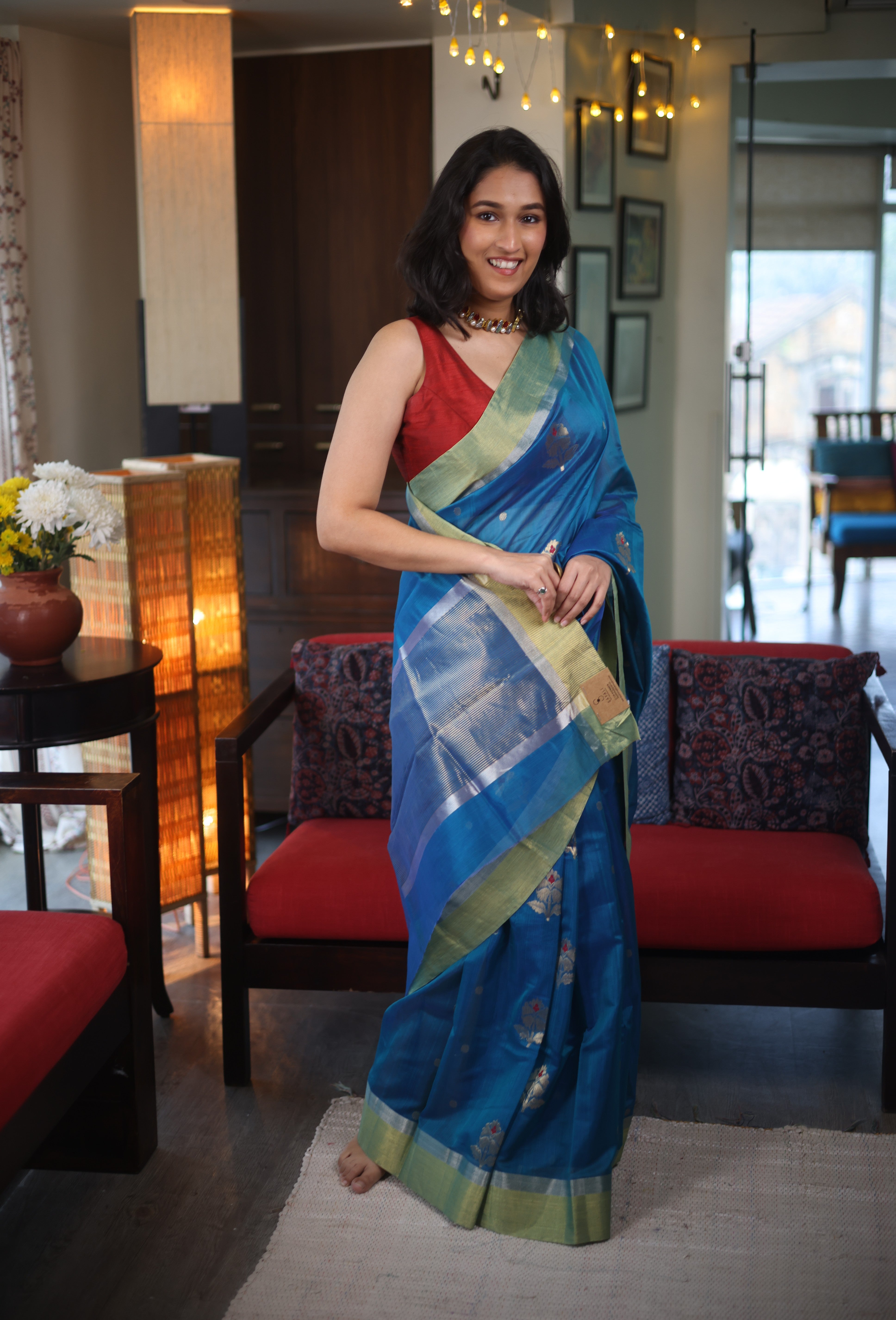 Blue Chanderi Cotton Silk Saree - SRBCSS424