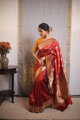 Maroon Banarasi Silk Saree - SRMBSS864