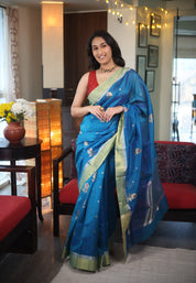 Blue Chanderi Cotton Silk Saree - SRBCSS424