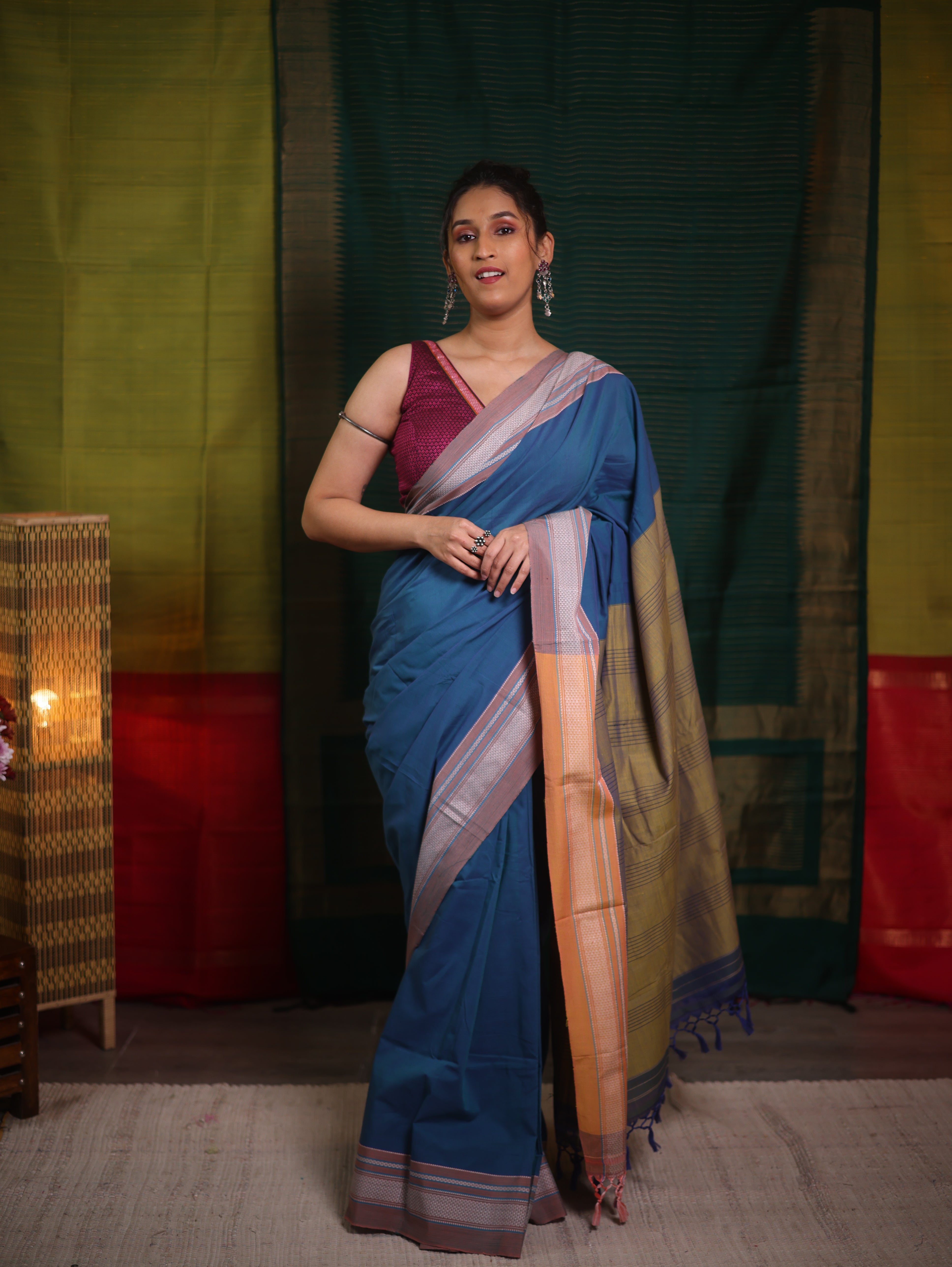 Teal Blue Cotton Ilkal Saree  - SRTBCIS663
