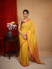 Musturd Bengal Cotton Jamdani Saree - SRMBCJS175