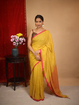 Musturd Bengal Cotton Jamdani Saree - SRMBCJS175