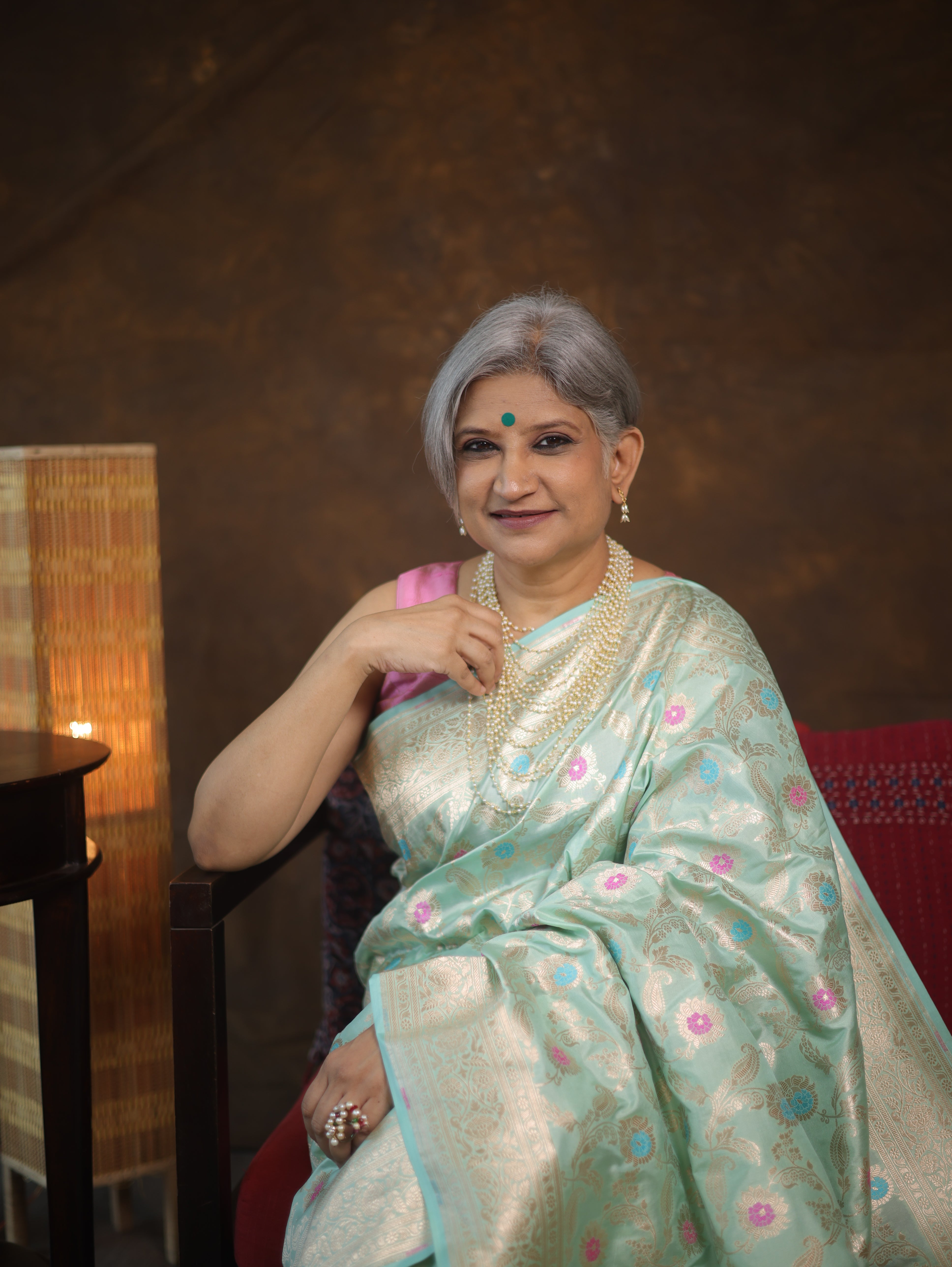 Light Aqua Banarasi Silk Saree - Saavari - SSLABSS54