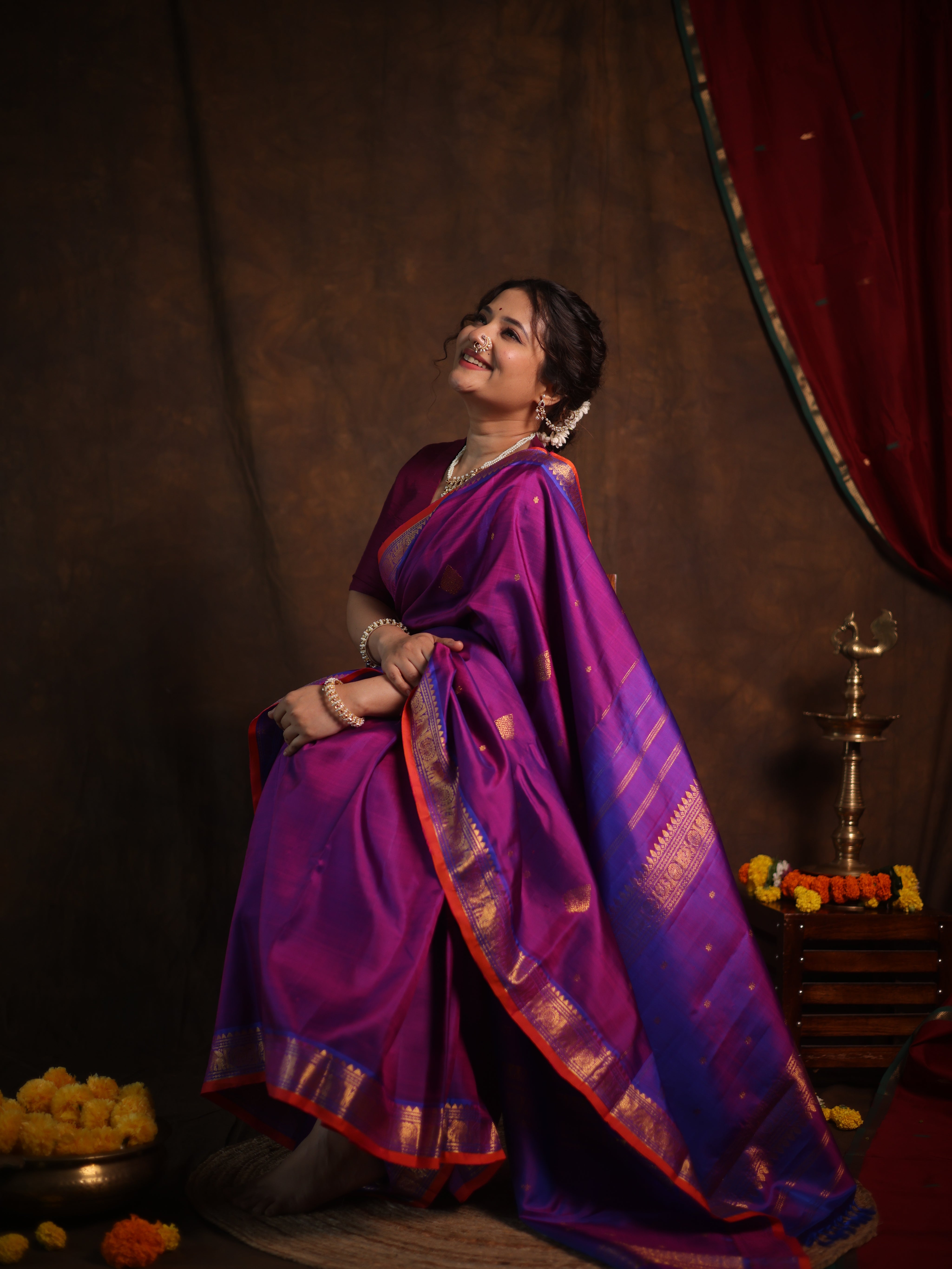 Two Tone Purple Kanjivaram Silk Saree - SRTTPKSS991