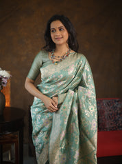 Mint Banarasi Silk Saree - Saavari - SSMBSS81