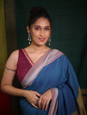 Teal Blue Cotton Ilkal Saree  - SRTBCIS663