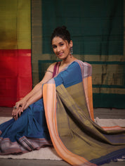 Teal Blue Cotton Ilkal Saree  - SRTBCIS663