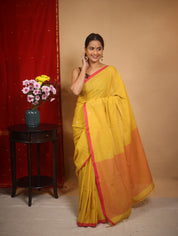 Musturd Bengal Cotton Jamdani Saree - SRMBCJS175