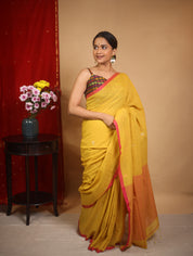 Musturd Bengal Cotton Jamdani Saree - SRMBCJS175