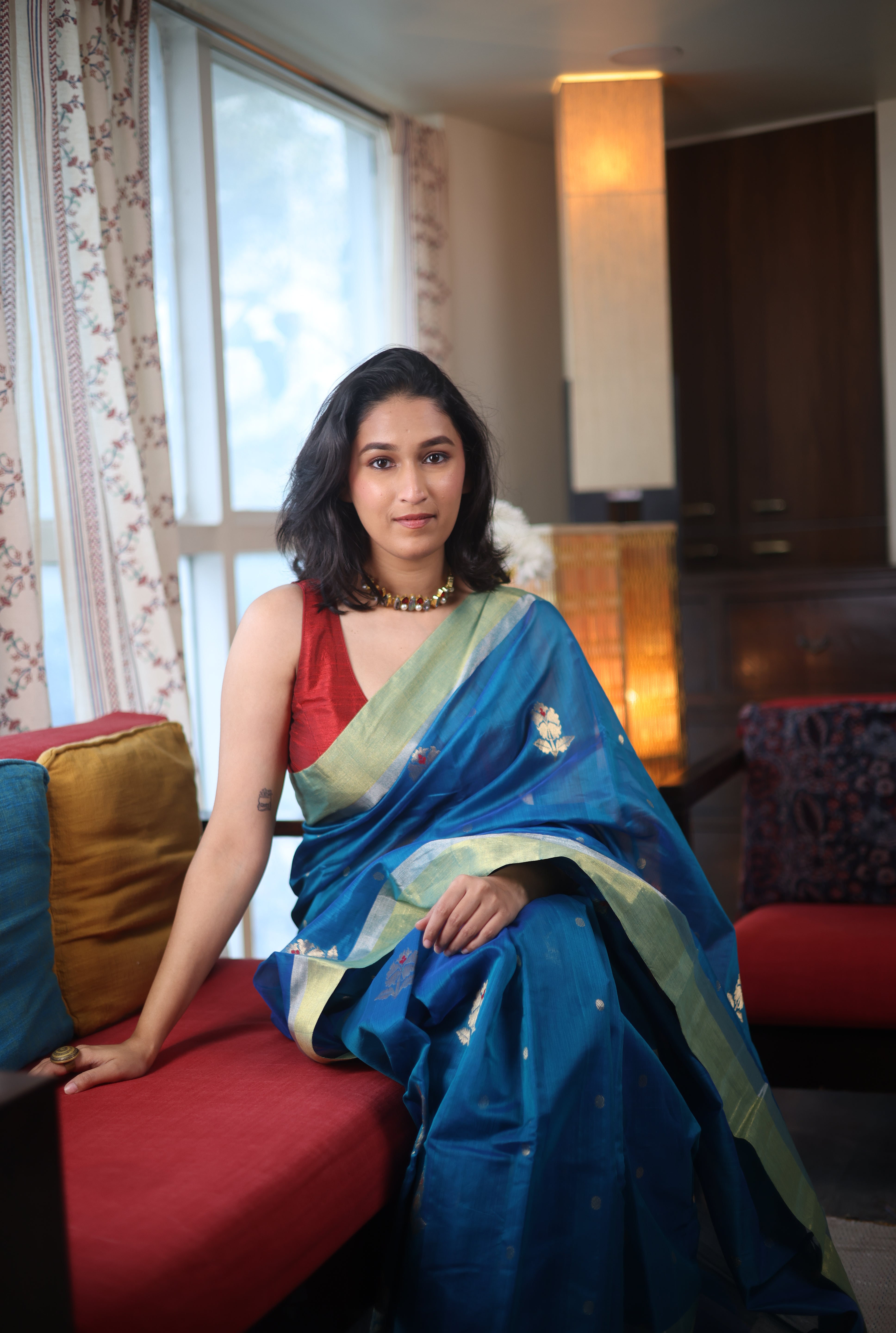 Blue Chanderi Cotton Silk Saree - SRBCSS424