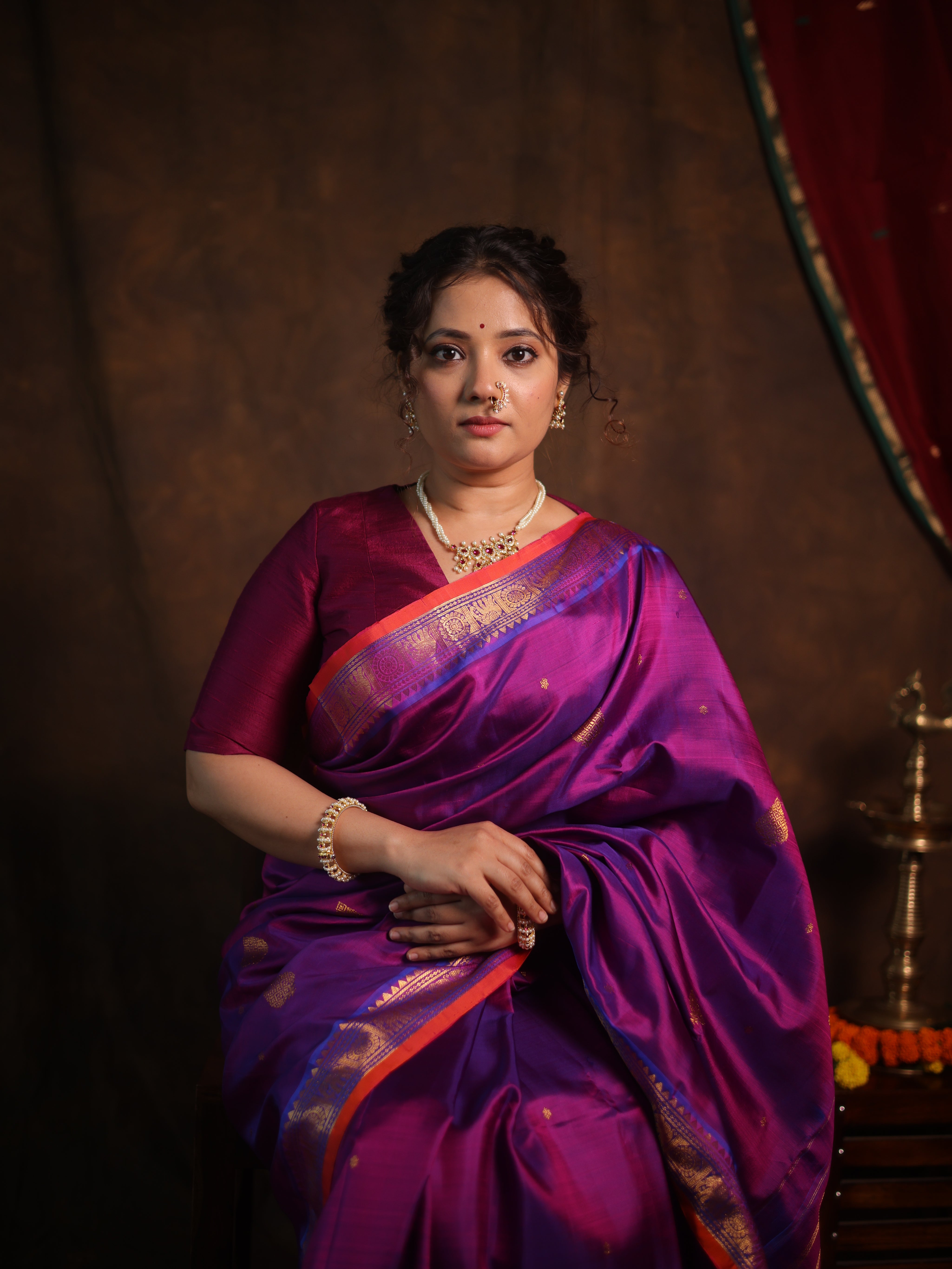 Two Tone Purple Kanjivaram Silk Saree - SRTTPKSS991