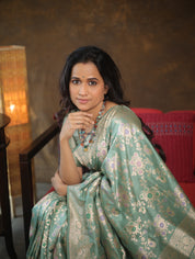Mint Banarasi Silk Saree - Saavari - SSMBSS81
