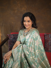 Mint Banarasi Silk Saree - Saavari - SSMBSS81
