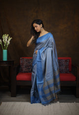Blue Tussar Silk Saree - SRBTSS1613