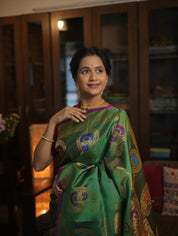 Emerald Green Gadwal Silk Saree - SREGGSS320