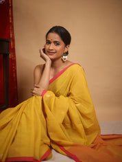Musturd Bengal Cotton Jamdani Saree - SRMBCJS175