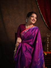 Two Tone Purple Kanjivaram Silk Saree - SRTTPKSS991