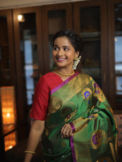 Emerald Green Gadwal Silk Saree - SREGGSS320