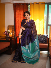 Navy Blue Soft Silk Saree - SRNBSSS460