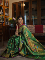 Emerald Green Gadwal Silk Saree - SREGGSS320