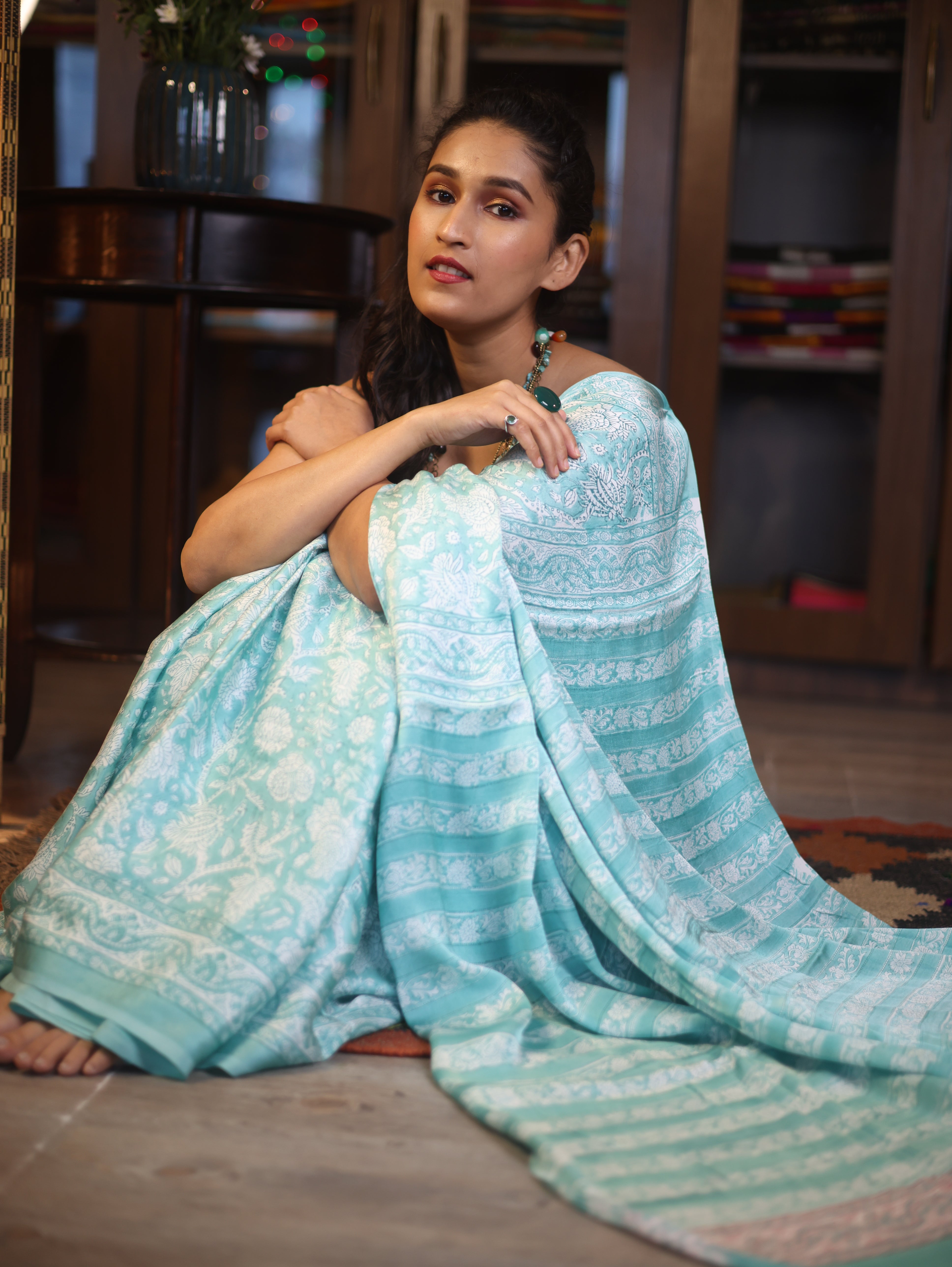 Aqua HBP Modal Silk Saree - SRAMSS380