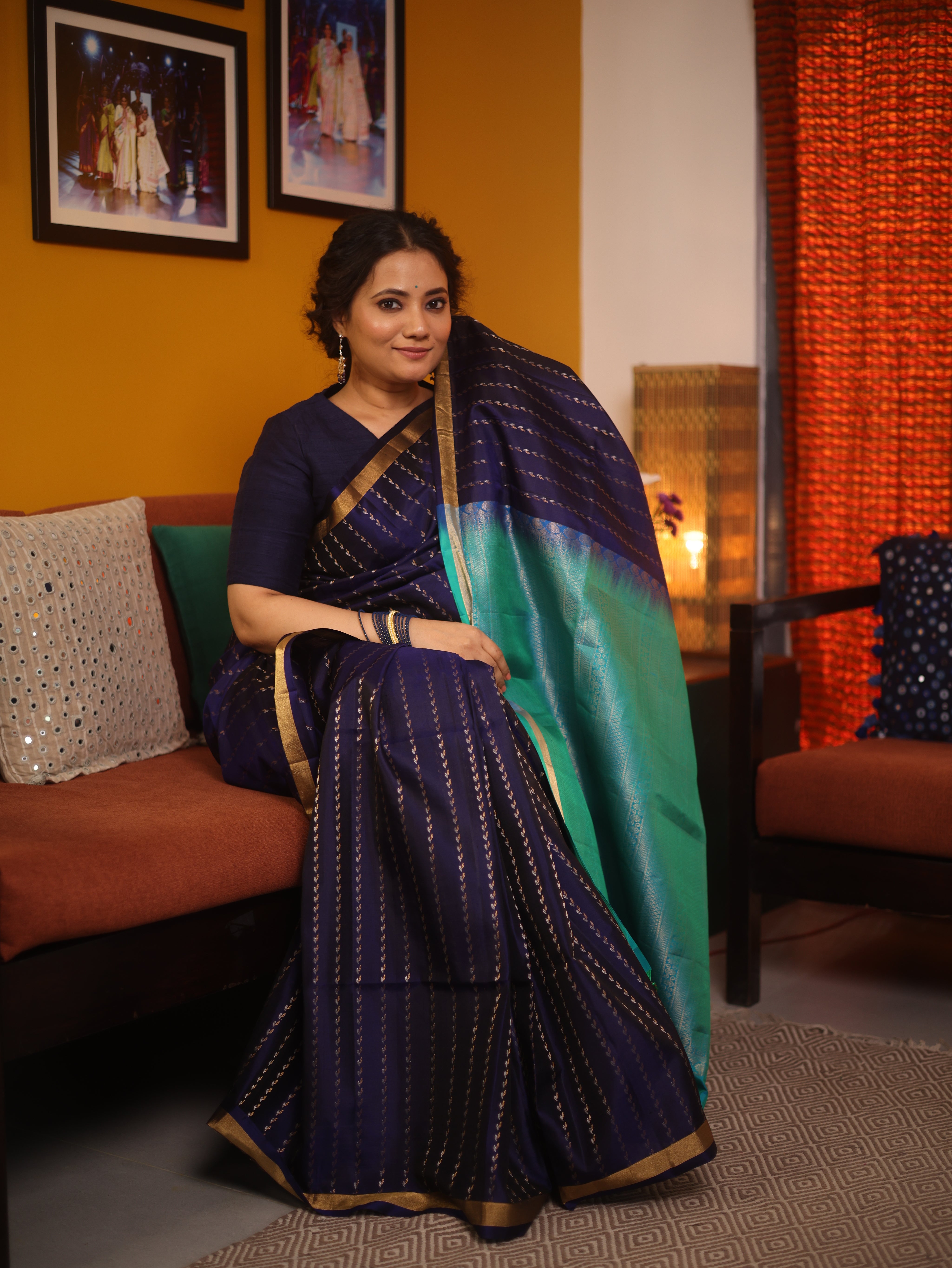 Navy Blue Soft Silk Saree - SRNBSSS460