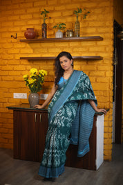 Rolex Green Pochampalli Cotton Ikat Saree - SRRGPCIS573