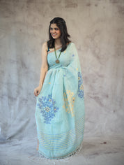 Light Green Linen Jamdani Saree -SRLGLJS21EX