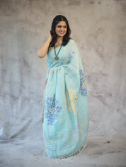 Light Green Linen Jamdani Saree -SRLGLJS21EX