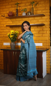 Rolex Green Pochampalli Cotton Ikat Saree - SRRGPCIS573