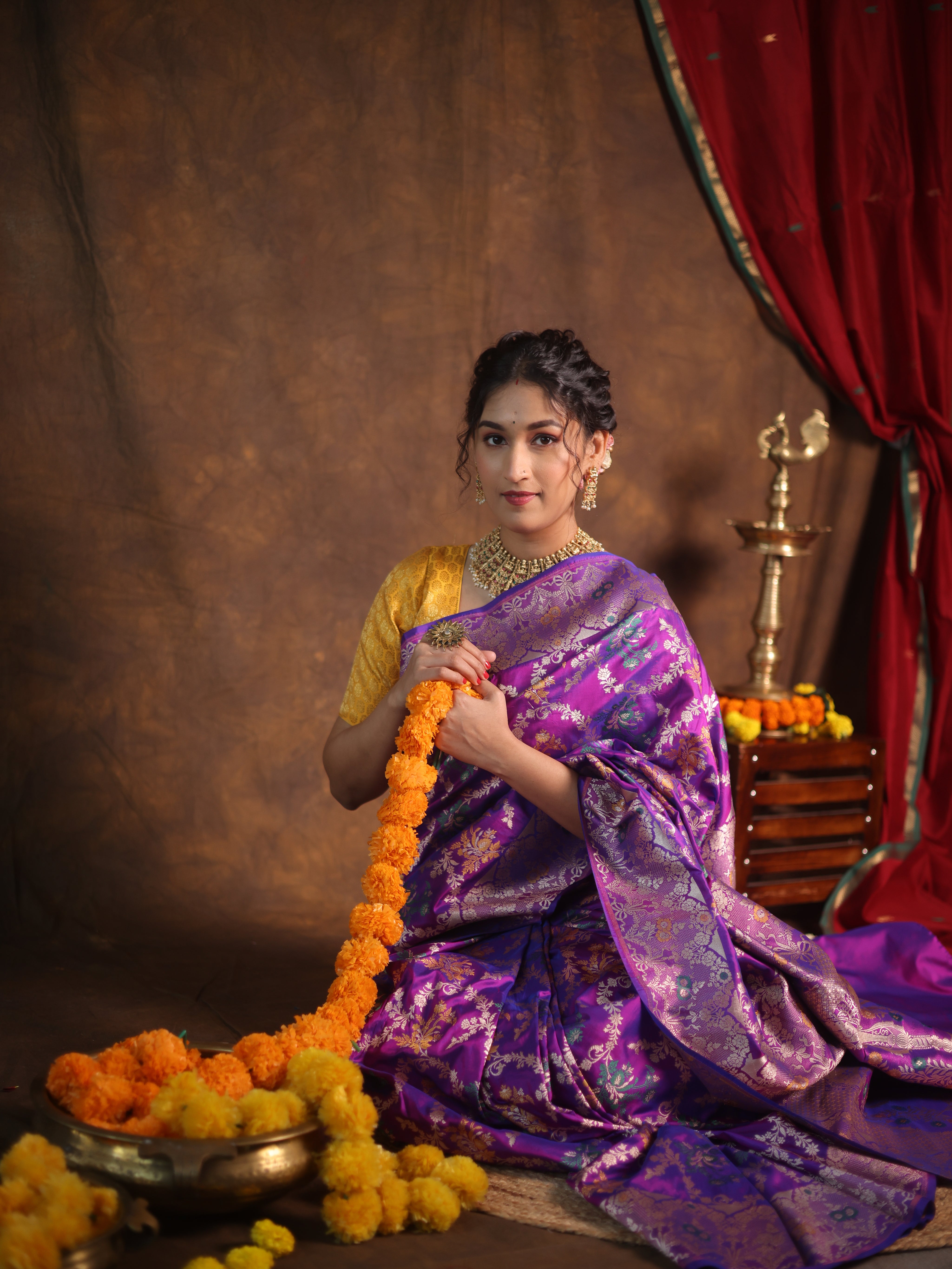 Two Tone Purple Banarasi Silk Saree - Saavari - SSTTPBSS68