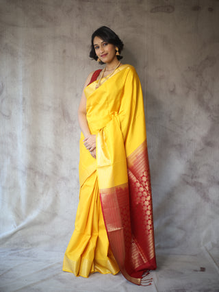 Mustard Yellow Soft Silk Saree - SRYSSS216