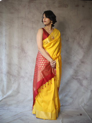 Mustard Yellow Soft Silk Saree - SRYSSS216