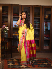 Yellow Cotton Ilkal Saree  - SRYCIS595