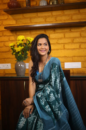 Rolex Green Pochampalli Cotton Ikat Saree - SRRGPCIS573