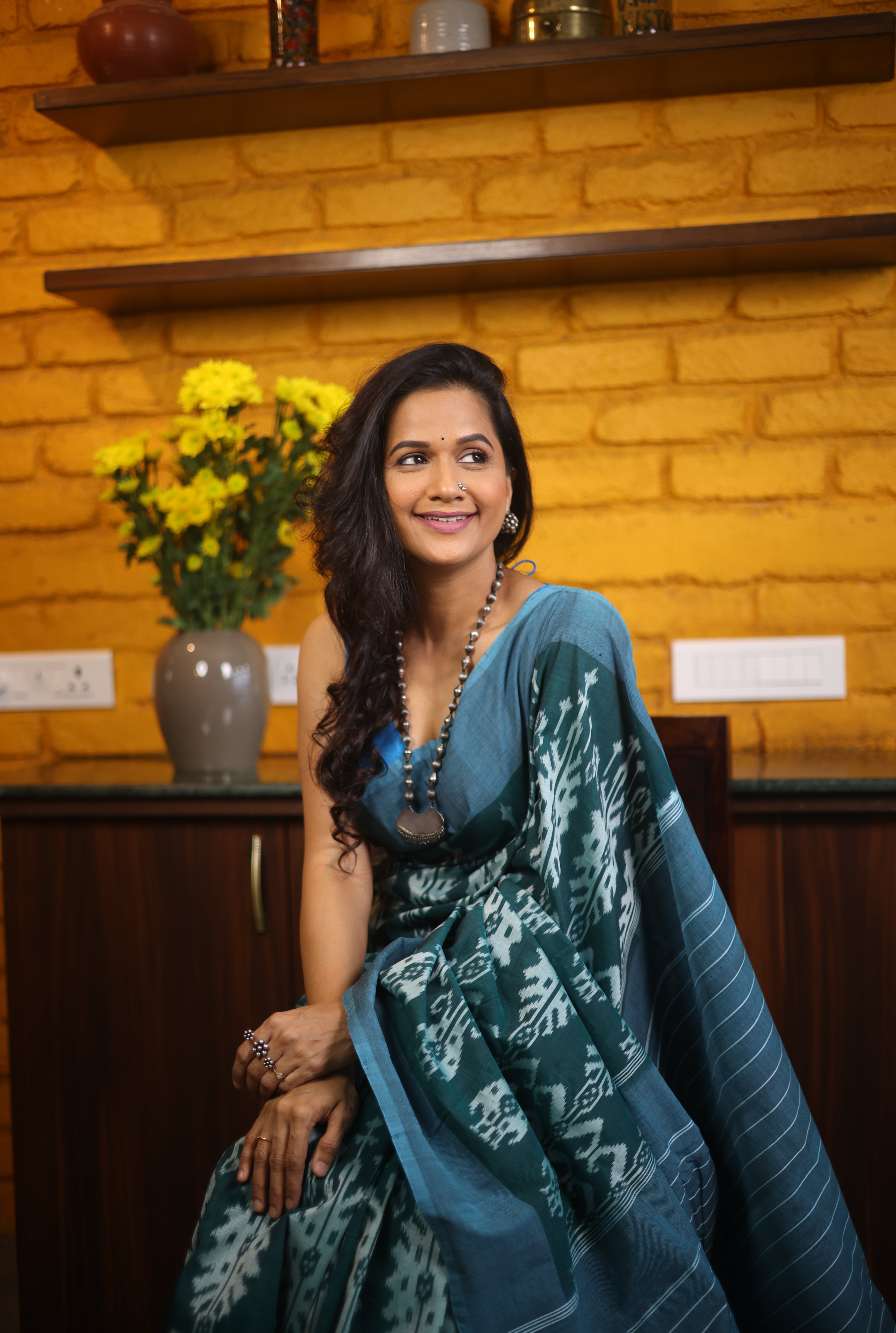 Rolex Green Pochampalli Cotton Ikat Saree - SRRGPCIS573