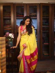 Yellow Cotton Ilkal Saree  - SRYCIS595
