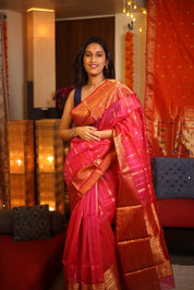 Rose Pink Chanderi Silk Saree - SRRPCSS216