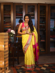 Yellow Cotton Ilkal Saree  - SRYCIS595