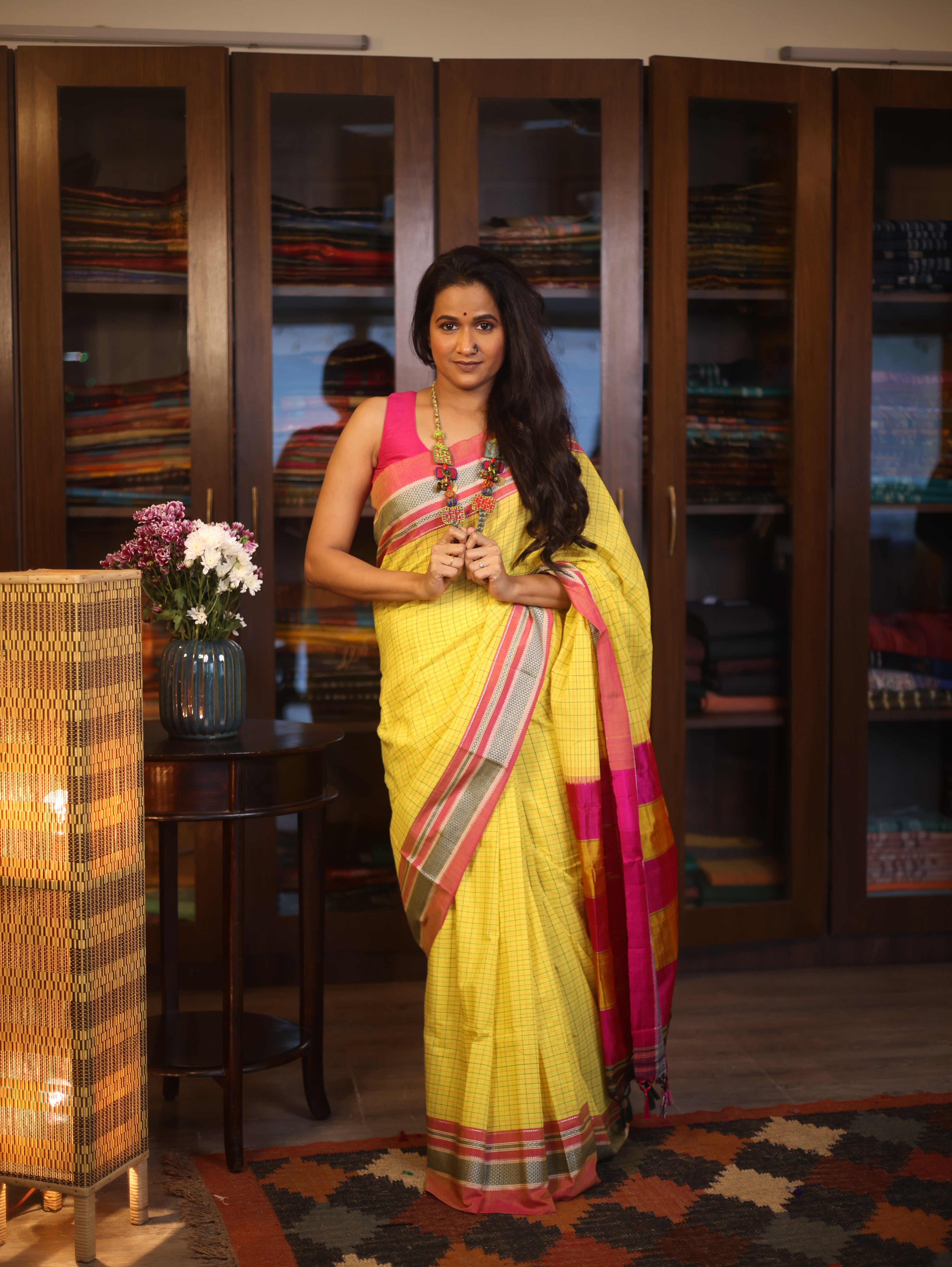 Yellow Cotton Ilkal Saree  - SRYCIS595