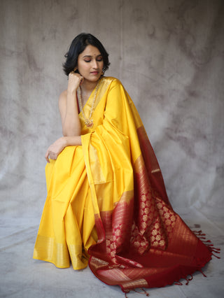 Mustard Yellow Soft Silk Saree - SRYSSS216