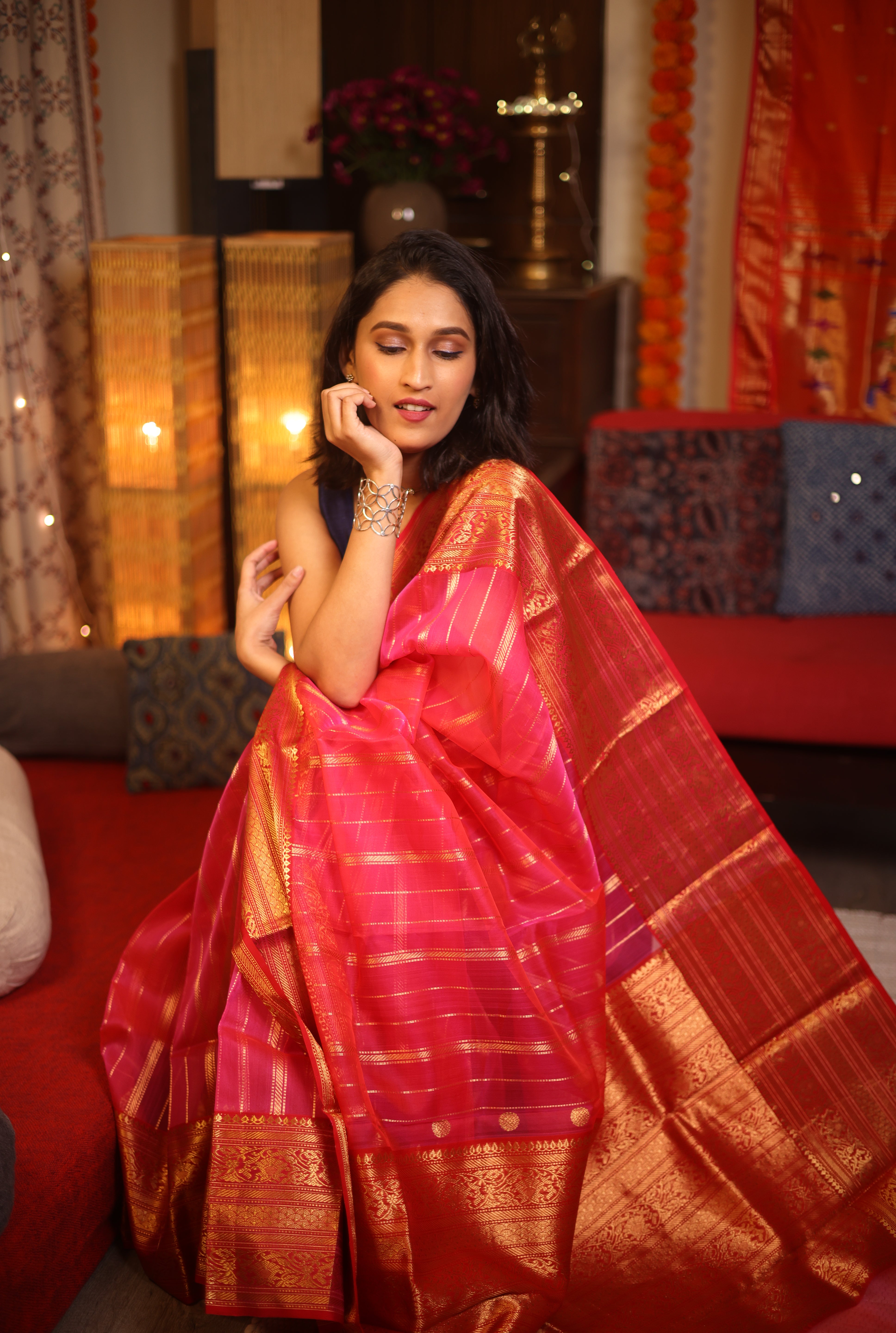 Rose Pink Chanderi Silk Saree - SRRPCSS216