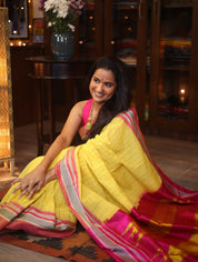 Yellow Cotton Ilkal Saree  - SRYCIS595
